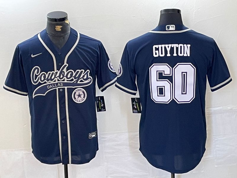 Men Dallas Cowboys #60 Guyton Blue Joint Name 2024 Nike Limited NFL Jersey style 3